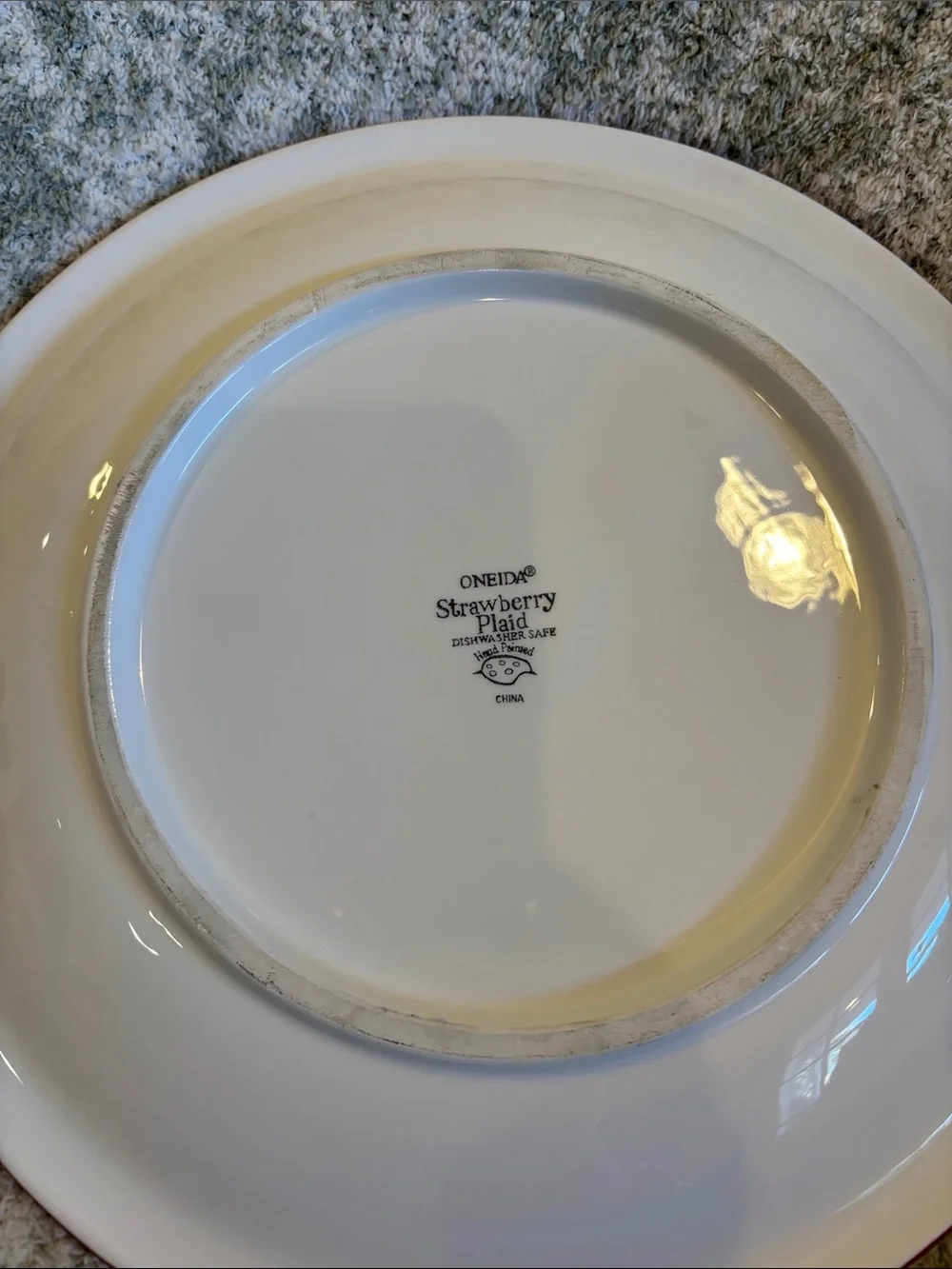 Strawberry Plaid Floral Serve Plate by Oneida NWT 12”x12”x1.50”